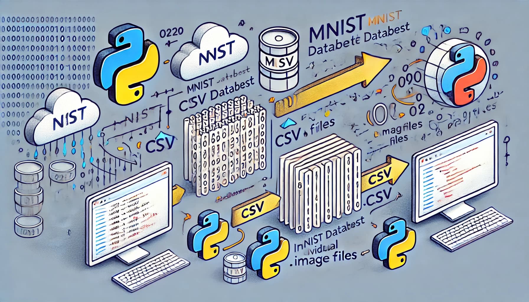 Converting MNIST Data to CSV or Individual Files using Python